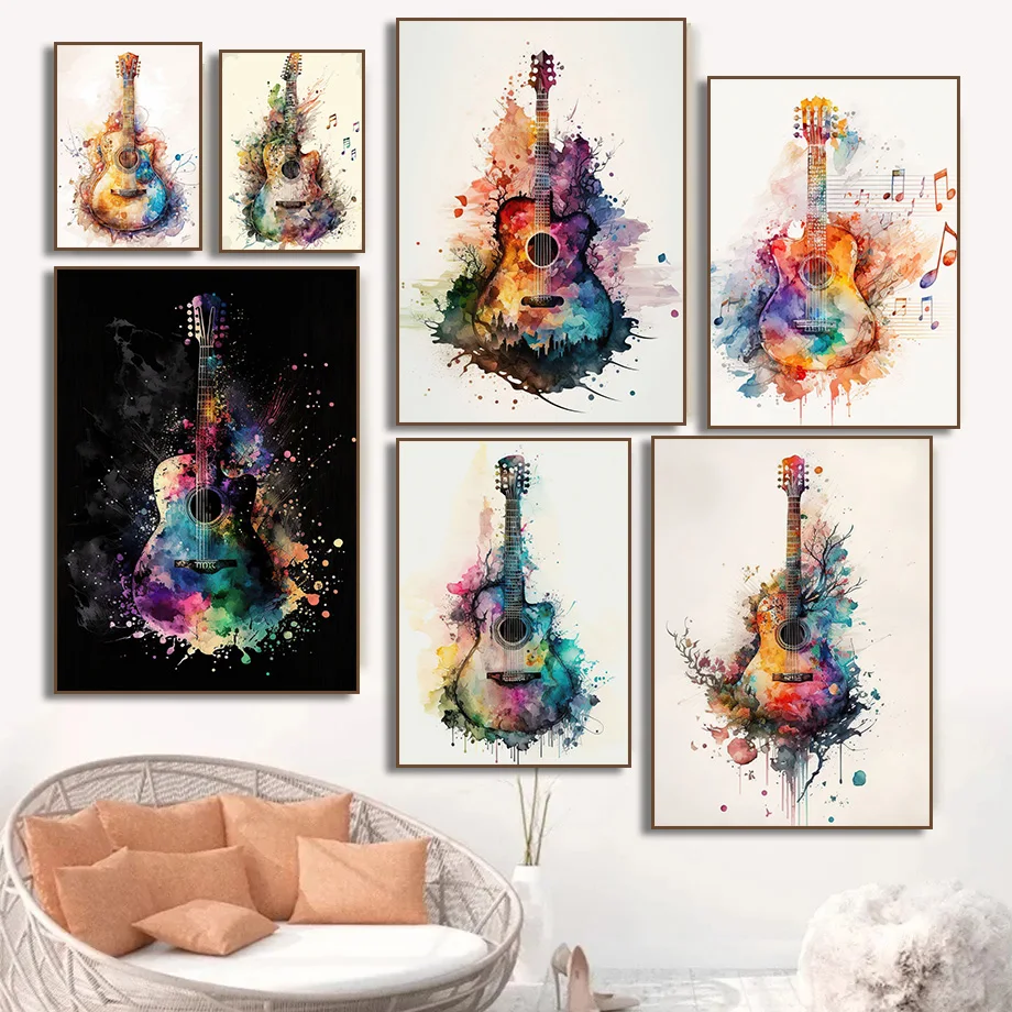Picture Of Musical Instrument - (بدون إطار) لوحة فنية مائية لآلة